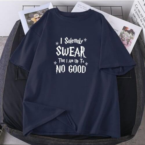 Woman T-shirts 2021 I Solemnly Swear That I Am Up To No Good Print Summer O-neck Tops Tees High Quality Fashion Camisetas Shirts