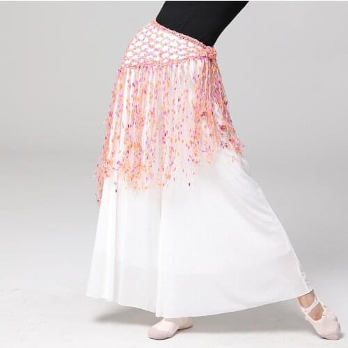 Belly Dance Costume Sequins Long Tassel Belly Dance Belt Hip Scarf Wrap Women Belly Dance Accessories