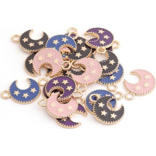 10pcs/lot Metal Drop Oil Moon Star Charms Pendant For DIY Bracelet Necklace Jewelry Making Jewelry Accessories Wholesale