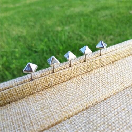 100 Pieces/lot Silver Color Square Stud Earring Jewelry Accessories Geometric 7Mm DIY Wholesale Findings & Components In Bulk