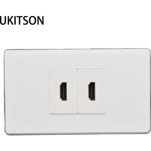 120x70mm Panel With Dual HDMI Port Female To Female HDMI2.0 Faceplate Socket For US Outlet