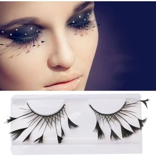 2020 Fashion Women New Feather False Eyelashes Makeup Eye Tail Extended Drama Stage Art Form Party Long Women Makeup Tools