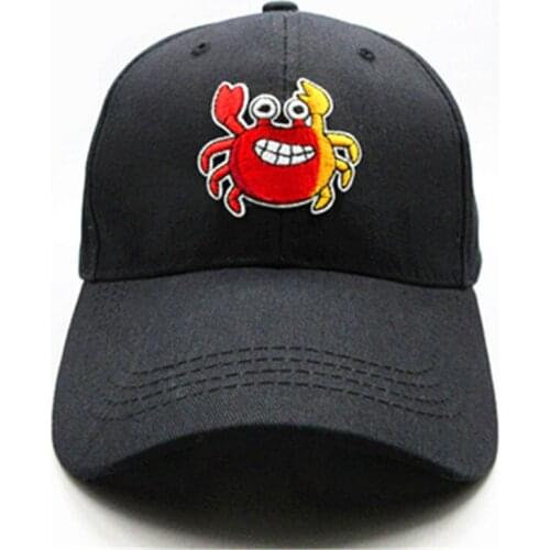 2021 Cartoon Crab Embroidery Cotton Baseball Cap Hip-hop Cap Adjustable Snapback Hats for Men and Women 102