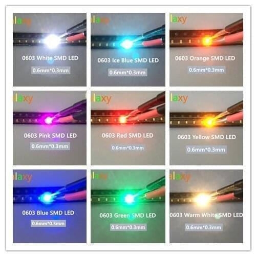 4000pcs 0603 LED bead SMD light emitting diode Blue Red Yellow Green Warm White PINK purple Orange high bright quality