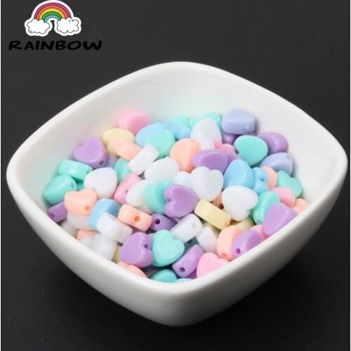 Diy Mixed Spring Color Acrylic Heart Spacer Beads For Handmake Jewelry Making 9x8mm 100PCs