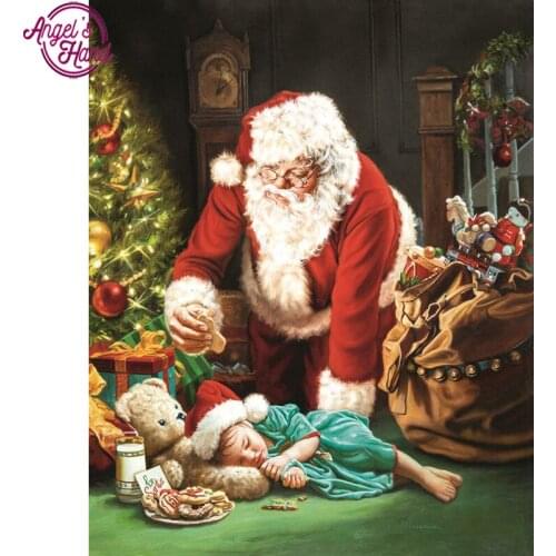 5D DIY diamond embroidery Santa Claus and girl diamond painting Cross Stitch full square Rhinestone mosaic home decoratio