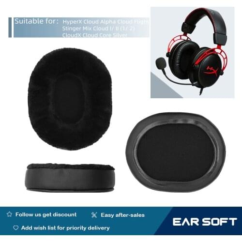 Earsoft Replacement EarPads Cushions for HyperX Cloud Alpha Cloud Flight Stinger Mix Cloud I/ II (1/ 2) CloudX Cloud Core Silver