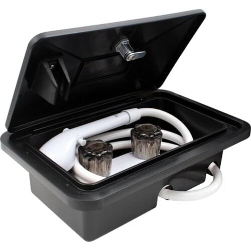 White RV Exterior Shower Box Kit with Lock Boat Marine Camper Motorhome Caravan Accessories