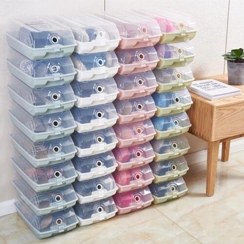 Household Storage Box Flip Shoes Box Thickened Transparent Drawer Case Plastic Shoe Boxes Stackable Box Shoe Organizer Shoebox