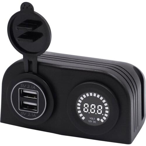 Car/RV/Yacht/Marine 4.2A Dual USB Mobile Phone Charger Color Screen Voltmeter Universal Modification Accessories