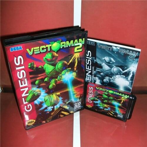 Vectorman 2 US Cover with Box and Manual For Sega Megadrive Genesis Video Game Console 16 bit MD card