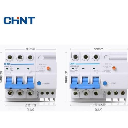 CHINT Leakage Protectors 3P 3P+N 4P NBE7LE Series Small Circuit Breakers 400V C Type Household Short Circuit Protector 32A 63A