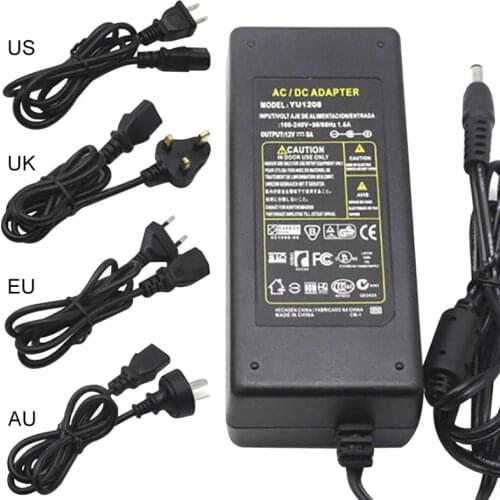 DC 12V 5A Lighting Transformer AC/DC Adapter Power Supply EU/US/AU/UK Plug LED Driver for LED Strip Light