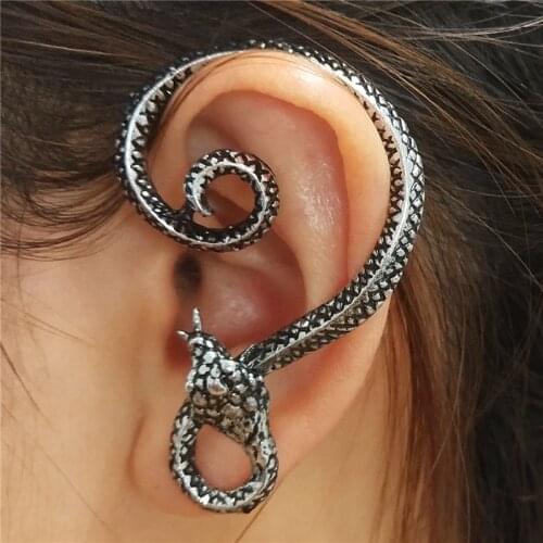 1PC Free Shipping Fashion Earrings Punk Hiphop Long Snake Ear Cuff Earring Jackets For Women Men Jewelry Gifts EJ035