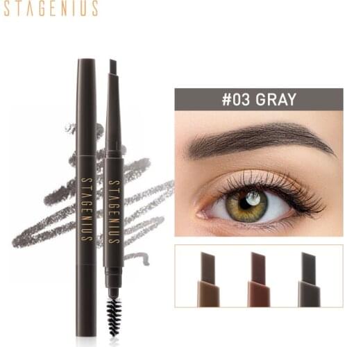 Double Head Eyebrow Pencil With Brush Automatic Rotating Easy to Color Waterproof Lasting Korean Cosmetic Style Makeup TSLM2