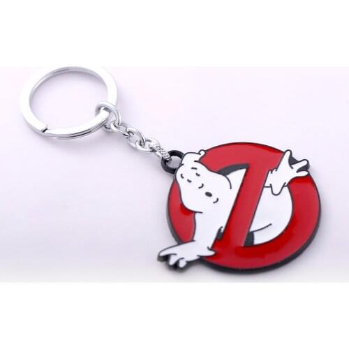 HSIC Hot Keychain Glow in Dark Belt Buckle Red Mens Ghostbusters Logo Keyring Metal Car Key Chain HC11094