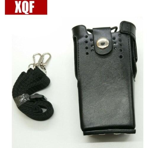 XQF Leather case shoulder holder bag for motorola gp328,gp340,gp380,gp3188,ep450,ht750 etc walkie talkie black color