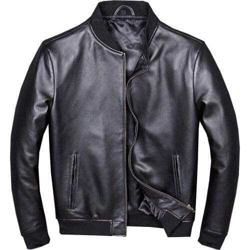 Genuine Leather Jacket Pilot Real Sheepskin Autumn Winter Motorcycle Vintage Male Baseball Jackets Coats Biker Big Plus Size 5XL