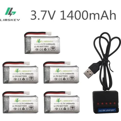 Limskey 1400mAh 3.7V LiPo Battery for SYMA X5SC X5SW X5HW X5HC X5UW battery with Charger RC Drone 3.7 V 1400 mah Lipo Battery