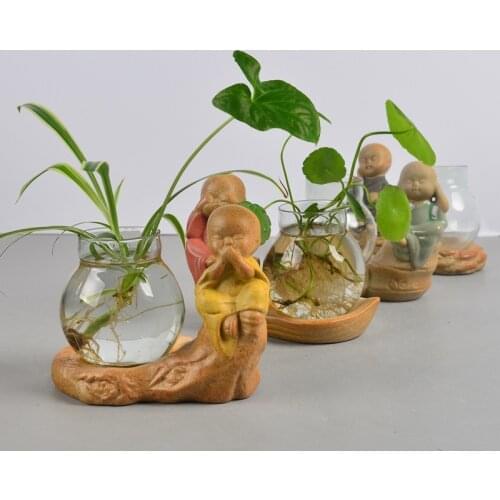 Cute monk flower pot Succulent Plants Planter ceramics Flower Pot Garden Decoration Bonsai glass Flower Pot Home Decoration