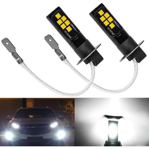 H3 12V 12Smd Light 3030 Chipset,W5W 194 Led Bulb For Fog Lights White Pack Of 2
