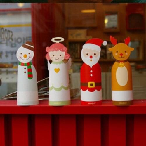 4sets/lot 3D snowman Christmas father and deer cute greeting cards and envelope set cartoon design