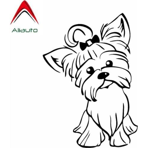 Aliauto Lovely Car Sticker Yorkshire Terrier Pup Doggy Cute Fun Dog Window Vinyl Accessories PVC Decal for Yeti Ranger,17cm*12cm