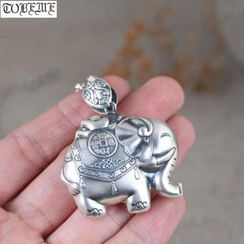 Real 999 Silver Elephant Pendant Pure Silver Good Luck Pendant Bohemia Pendant Lucky Elephant Jewelry Gift