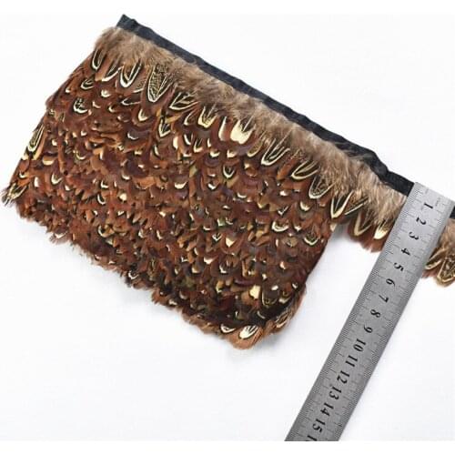 10Meters/Lot Natural Pheasant Feathers Trims Fringe Ribbon Trim with Satin Ribbon Sewing Feathers for Crafts Costumes Decorative