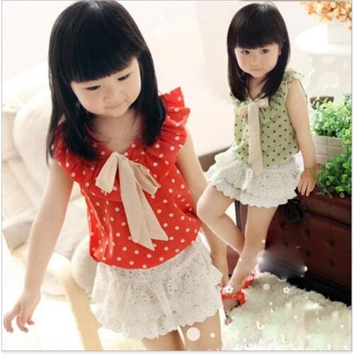 2021 New Girl Summer Girl Suits Fashion Chiffon Sleeveless T-Shirt + Lace Culottes Suit