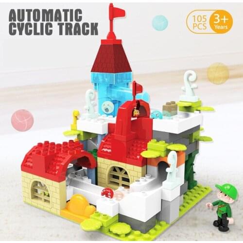 New hot sale Automatic Cyclic Track 105PCS Electric Ball Running Track Building Blocks Compatible Legoing Duplo Bricks Toys