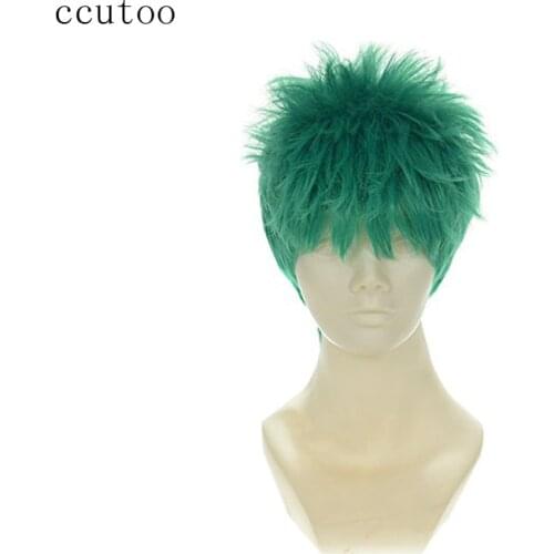 Ccutoo Roronoa Zoro ONE PIECE 10" Males Short Green Fluffy Synthetic Cosplay Hair Wigs Heat Resistance Fiber