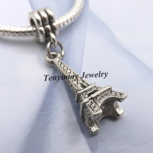Eiffel Tower Shape Big Hole Pendants Fit European Snake Chain Bracelet DIY 50pcs/lot Free Shipping