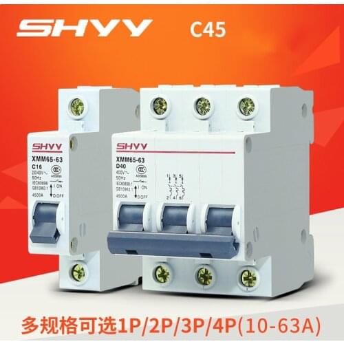 Supplies DZ47 Atmosphere Switch C45 Household Air Open MCB Miniature 1P 2P 3P 4P Small-sized Circuit Breaker 6A 10A 16A 20A 63A