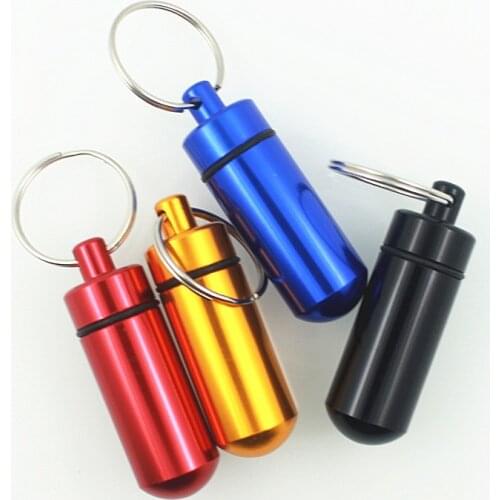 Clearance Outdoor Waterproof Aluminum Pill Box Medicine Case Container Bottle Holder Keychain Carabiner Pill Case Pillbox