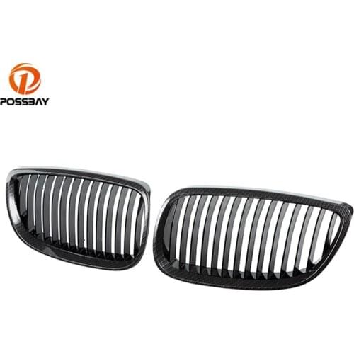 POSSBAY Imitation Carbon Fiber Front Grille Grilles for BMW 3-Series E92 325xi/328i/328xi/330d Coupe M3 2007-2013 Hood Grills