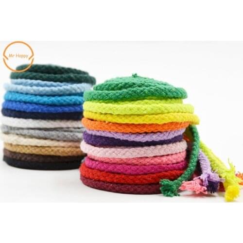 5 yards Length Craft Decorative Twisted Cord 5mm Thick Cotton Rope Lanyard Ficelles Couleurs Thread Corda Cordoncino Black