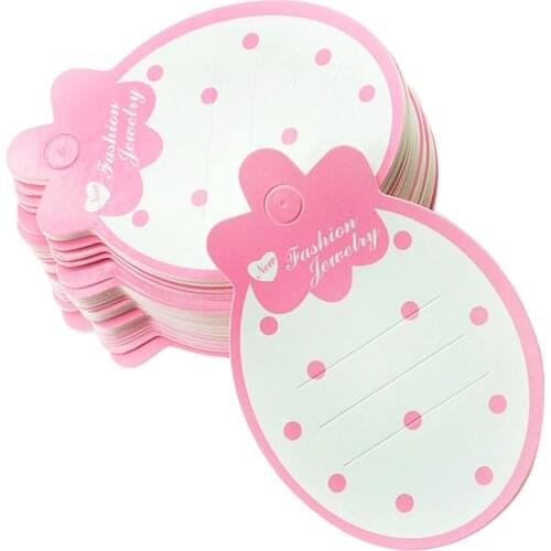 50pcs Strawberry Hairpin Card Kids Girl Hair Clip Display Cards Pink