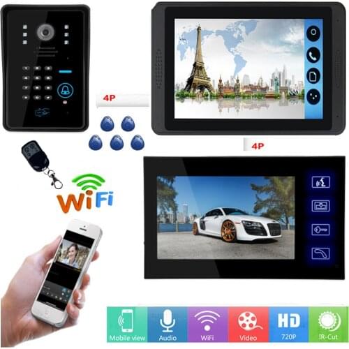 SmartYIBA 7inch Password Remotes APP Control WIFI Apartment Intercom Kits RFID Access Video Recording Doorbell Video Door Phone