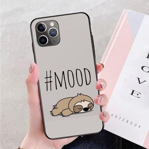Sleepy Sloth Coffee & Cute Phone Case For iPhone 11 Pro X XR XS Max 6 7 8 plus Samsung S8 S9 S10 S20 A10 A50