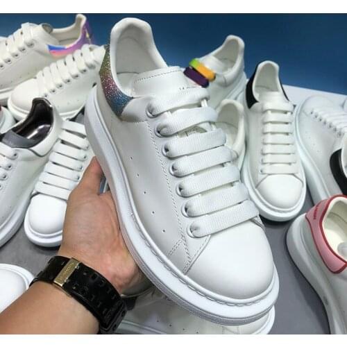 McQueen shoes womens 2021 new womens sports shoes womens Rainbow luminous tail leather muffin thick soled shoes