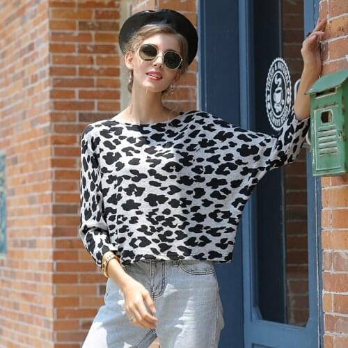 Knitted Sweaters for Women Pullover Oversized Jumper Ladies Long Sleeve Leopard Sweater Red Gray Fall Winter Warm Sweater Top