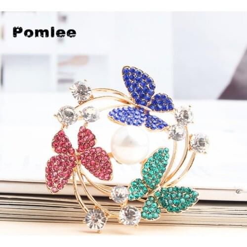 Pomlee Elegant Butterfly Garland Brooch Korean Female Clothing Accessories Fashion Jewelry Suit Pin High-End Brooch Whosales