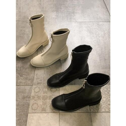 Womens shoes ankle boots 2020 autumn new retro front zipper handsome fashion motorcycle boots