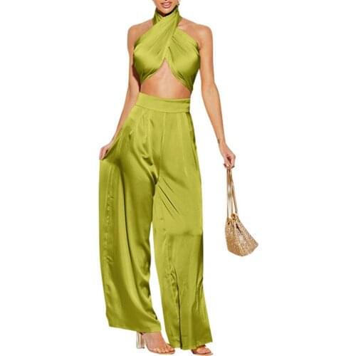 Summer Women Outfit Solid Color Loose Summer Sleeveless Top High Waist Pants Set for Dating Pant Sets Fashion Sexy Matching Sets