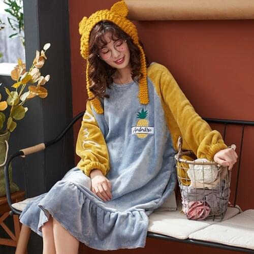 Winter Full Sleeve Outside Thickening Female Nightgown Spring And Autumn Leisurewear Pajamas Set