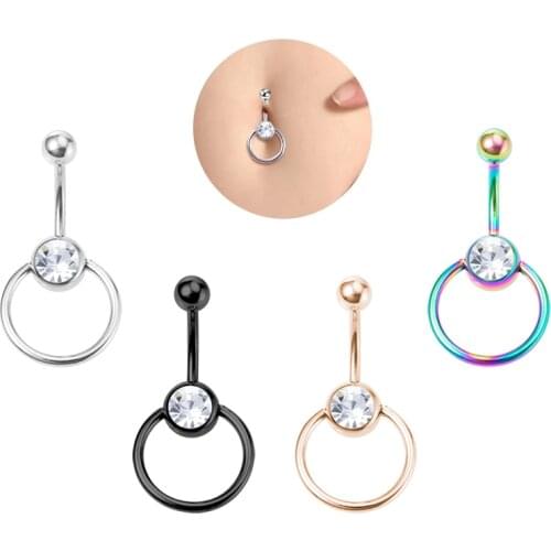 1pc BCR Belly Button Rings Surgical Steel Navel Piercing Ring Bar Round Nombril Ombligo Barbell for Woman Sexy Body Jewelry 14G