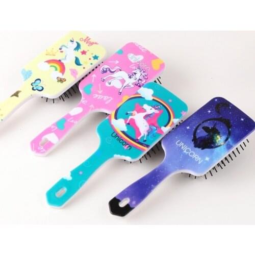 1pc Pattern Unicorn starry sky Comb Massage Children Comb Cute Girl Comb Carry Long Hair Anti-knot Comb Hair Brush