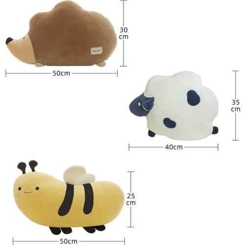 1pcs Cute Garden Animal Hedgehog Plush Cushion Stuffed Farm Sheep Soft Pillow Yellow Apidae Dolls Gift for Kids Baby Children