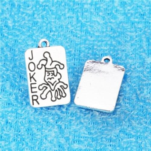 10pcs 15*24.5MM JOKER fashion craft metal antique silver color tibetan vintage pendants for bracelet earring diy jewelry making